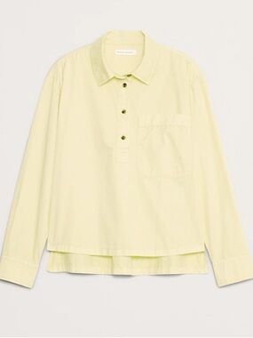 Oversized butter yellow twill cotton pop over shirt